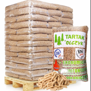 PELLET OLCZYK DRZEWNY PALETA 65 WORKÓW CERTYFIKOWANY OPAŁ 975KG